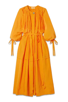 Oversized Pleated Habotai Maxi Dress