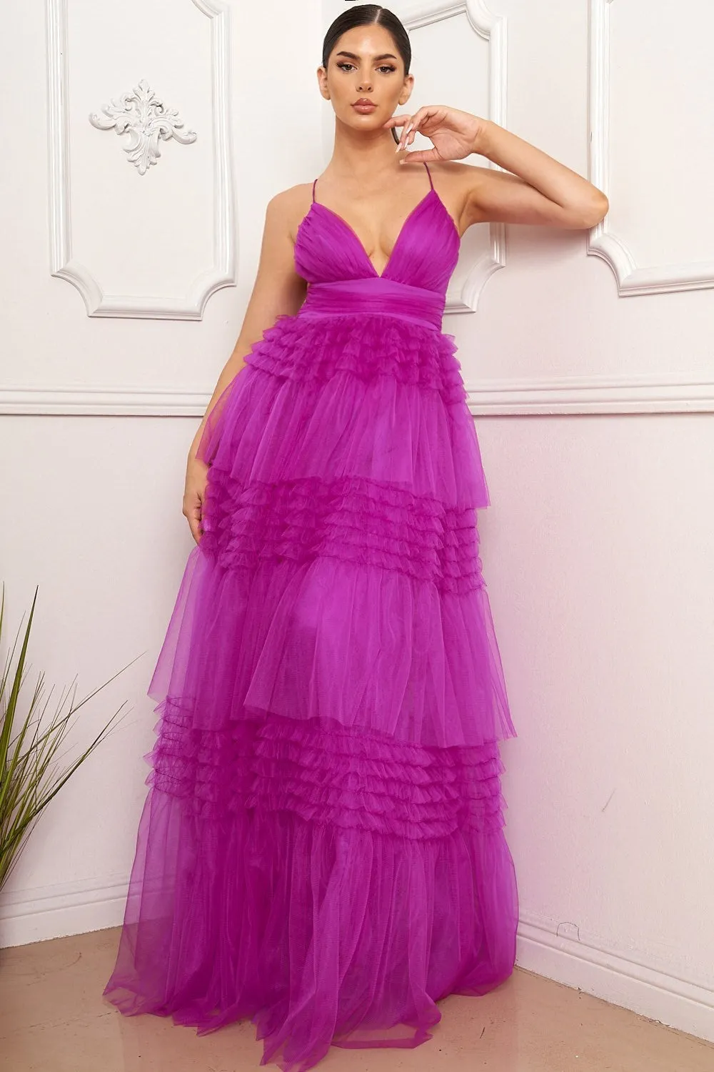 Palm Beach Violate Tulle Maxi Dress