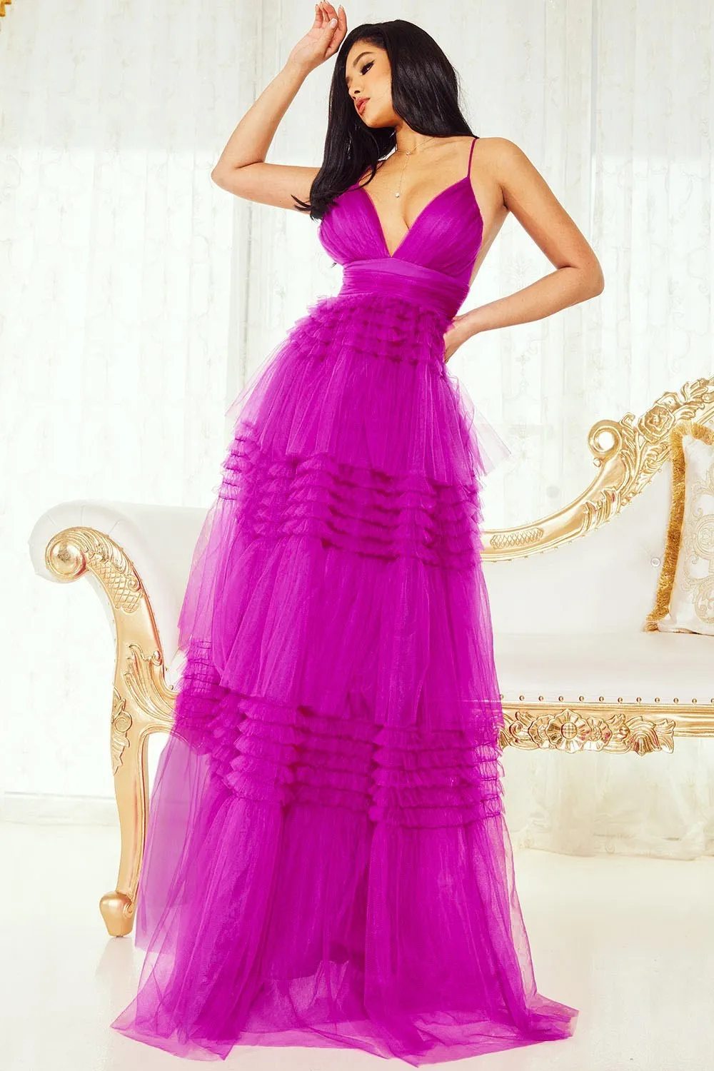 Palm Beach Violate Tulle Maxi Dress