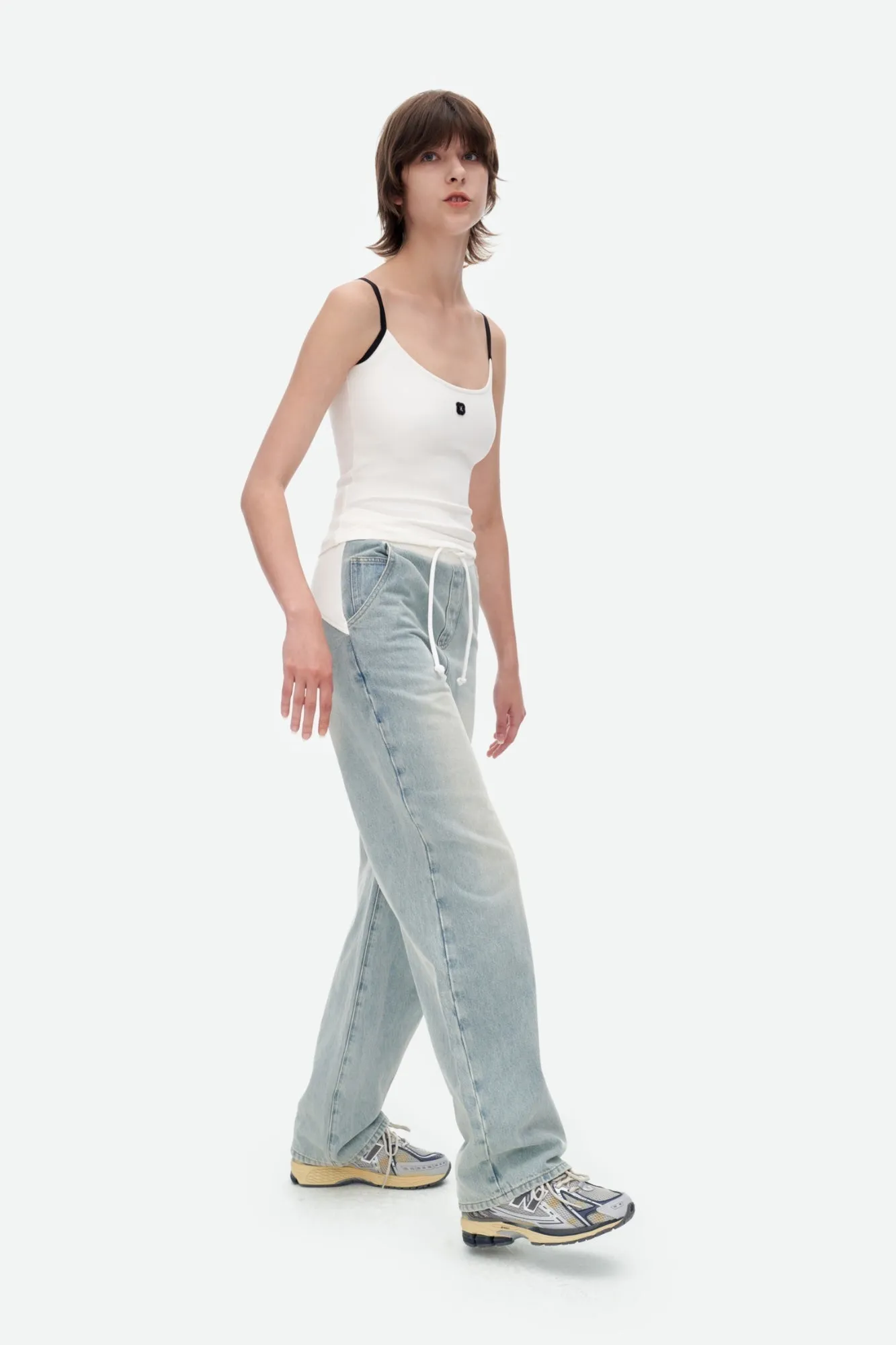 Patchwork Wide-leg Knitted Jeans