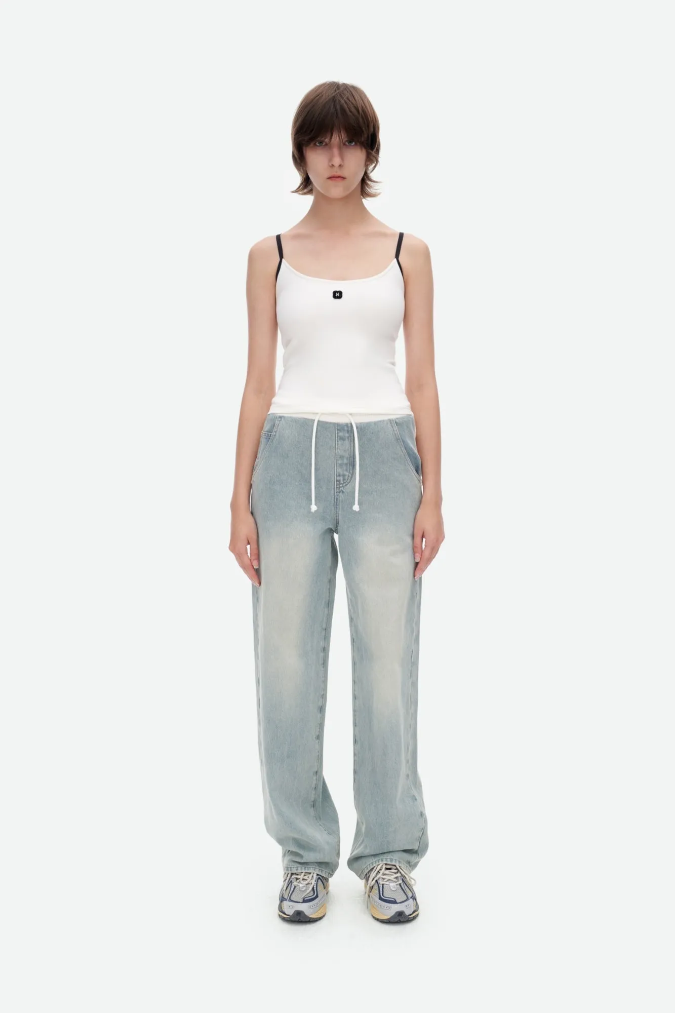 Patchwork Wide-leg Knitted Jeans