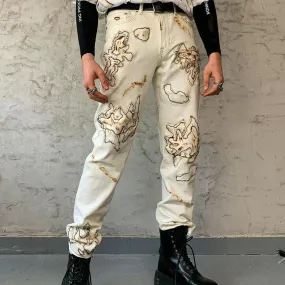 Personalized burnt print trousers