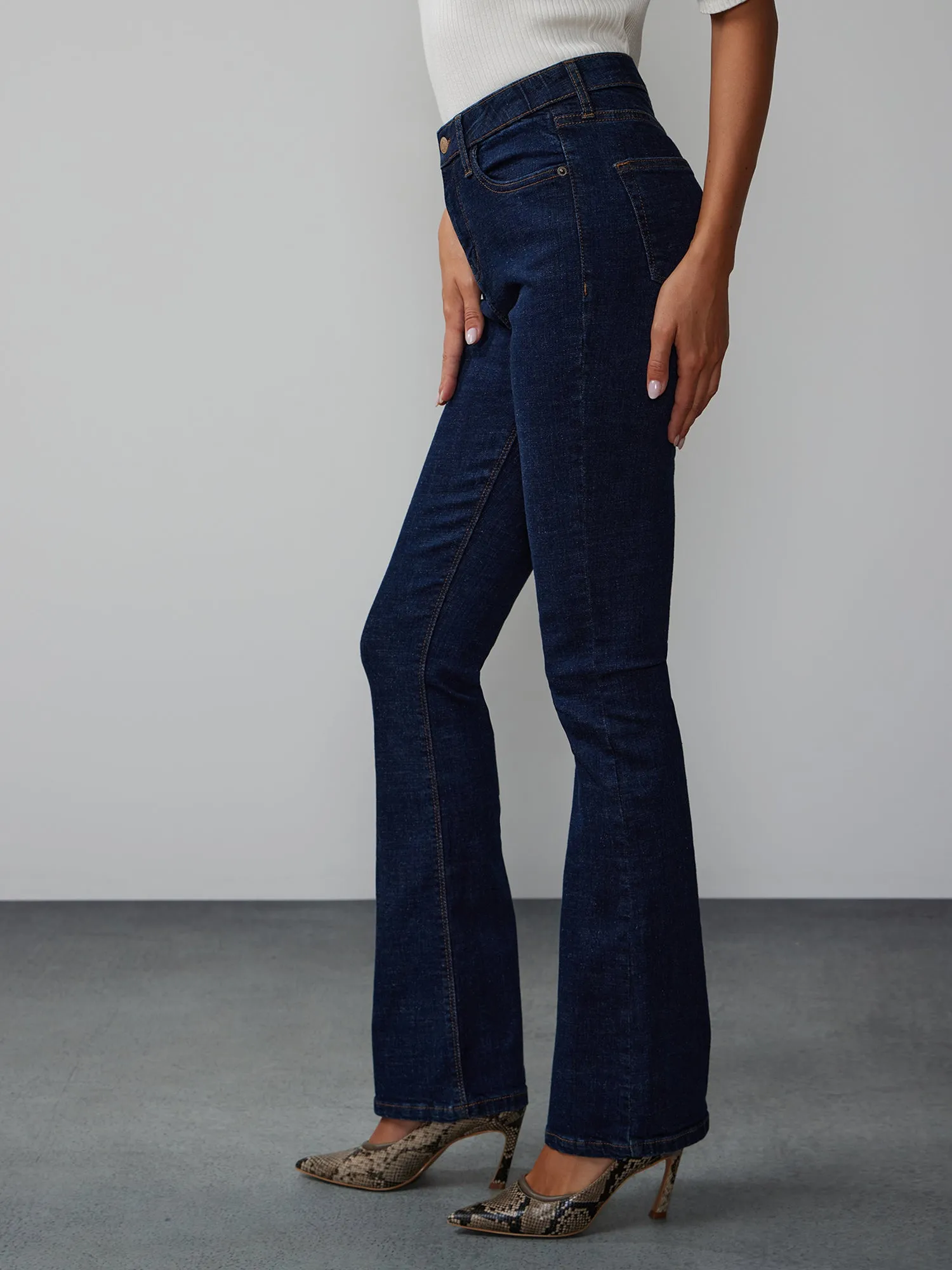 Petite Essential High-Waisted Bootcut Jeans - Dark Wash