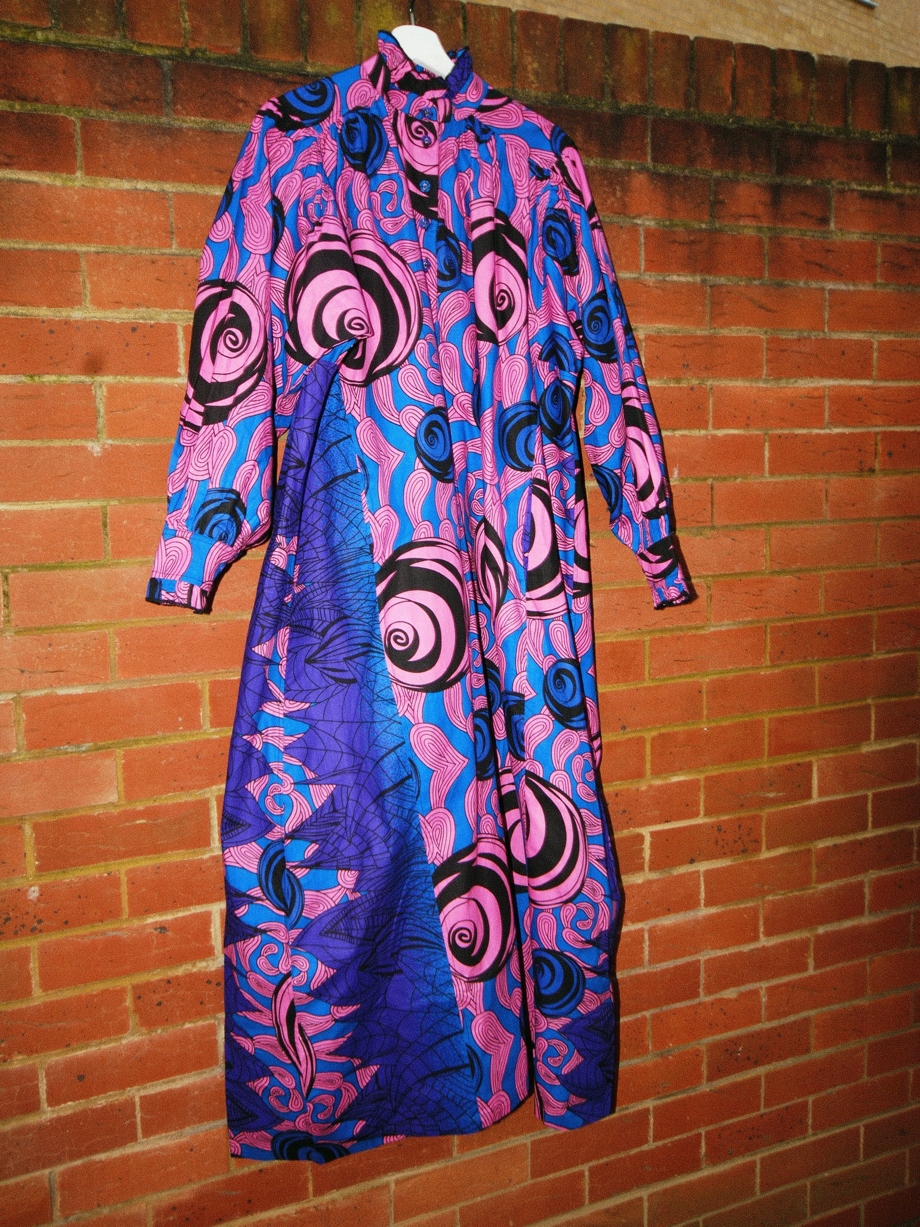 Pink Swirls Balloon-Sleeved Maxi Dress