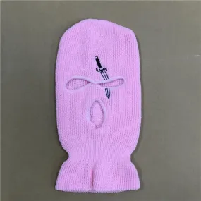 Pink Sword Embroidery 3 Holes Ski mask