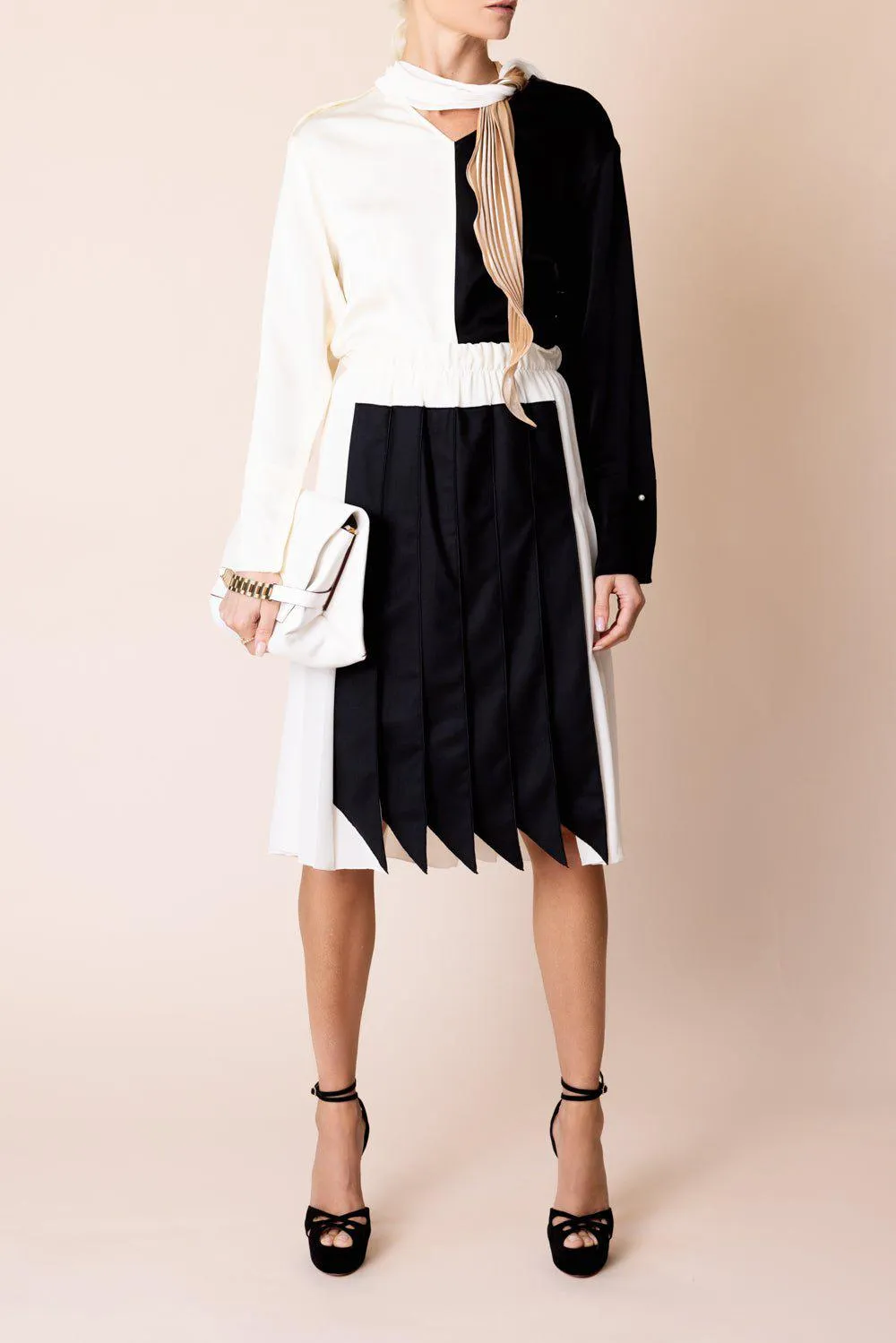 Pleated Panel Skirt