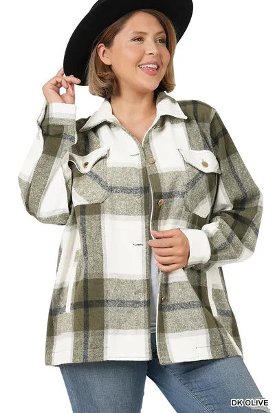 Plus Size- Yarn Dyed Plaid Shacket