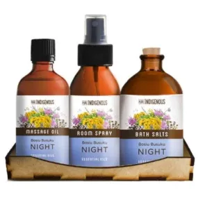 Pure Indigenous Botanical Night Gift - Massage Oil, Room Spray & Bath Salt Combo (Pre-Order)