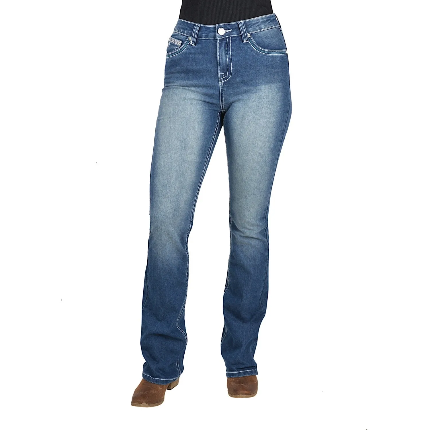 Pure Western Women's Abbi High Waisted Jean 34" Leg True Blue