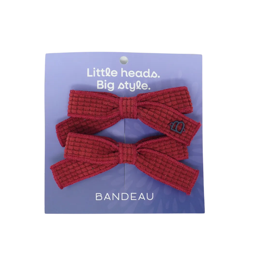 Quilted Corduroy Small Bow Clip Set