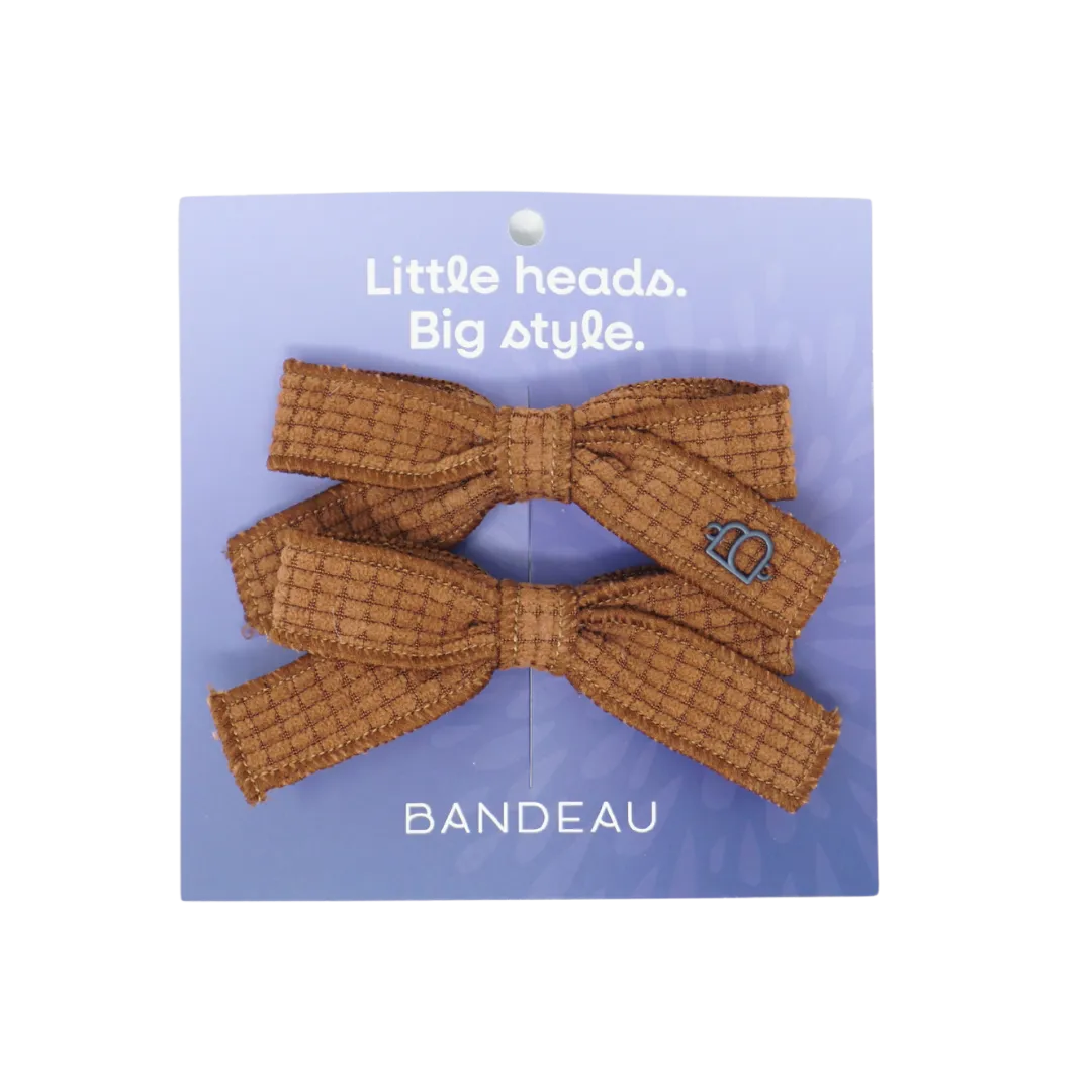 Quilted Corduroy Small Bow Clip Set