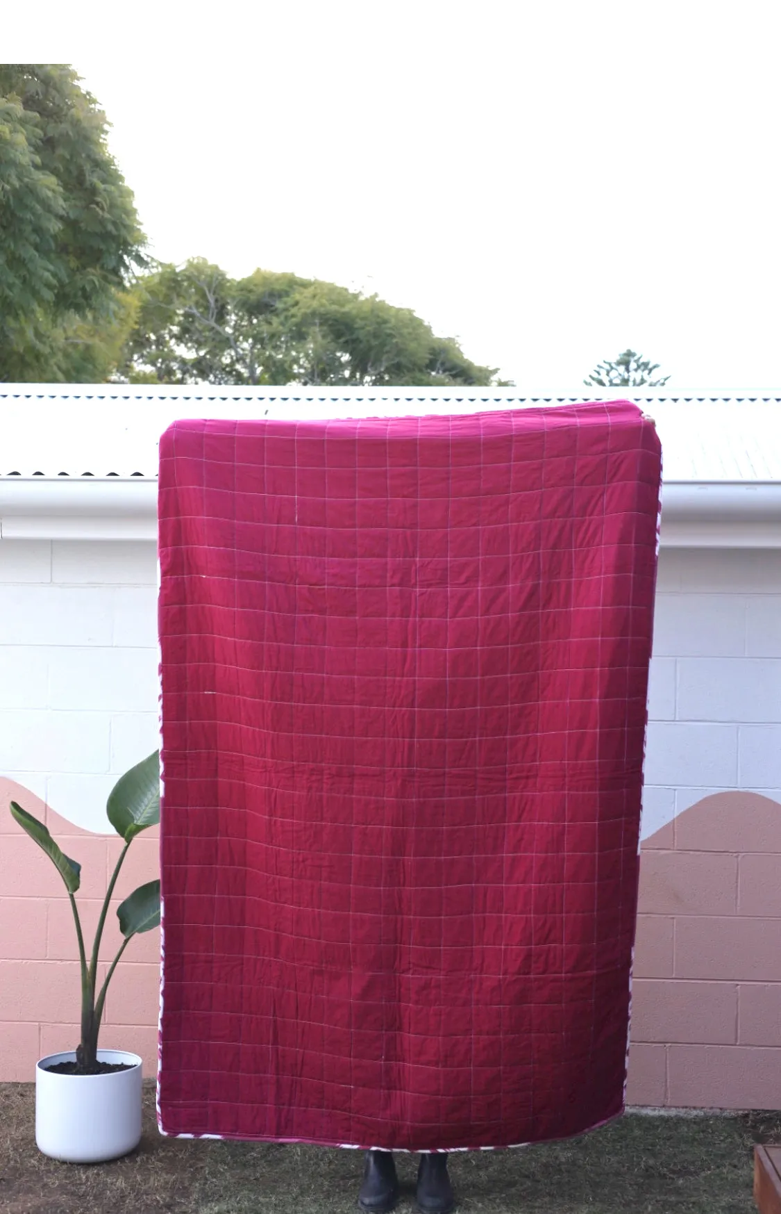 Quilted Pillowcase - Cochineal Ikat