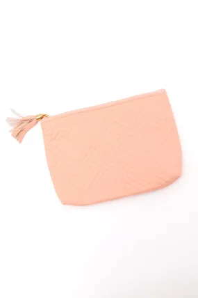 Quilted Travel Zip Pouch in Pink (Ships in 1-2 Weeks)