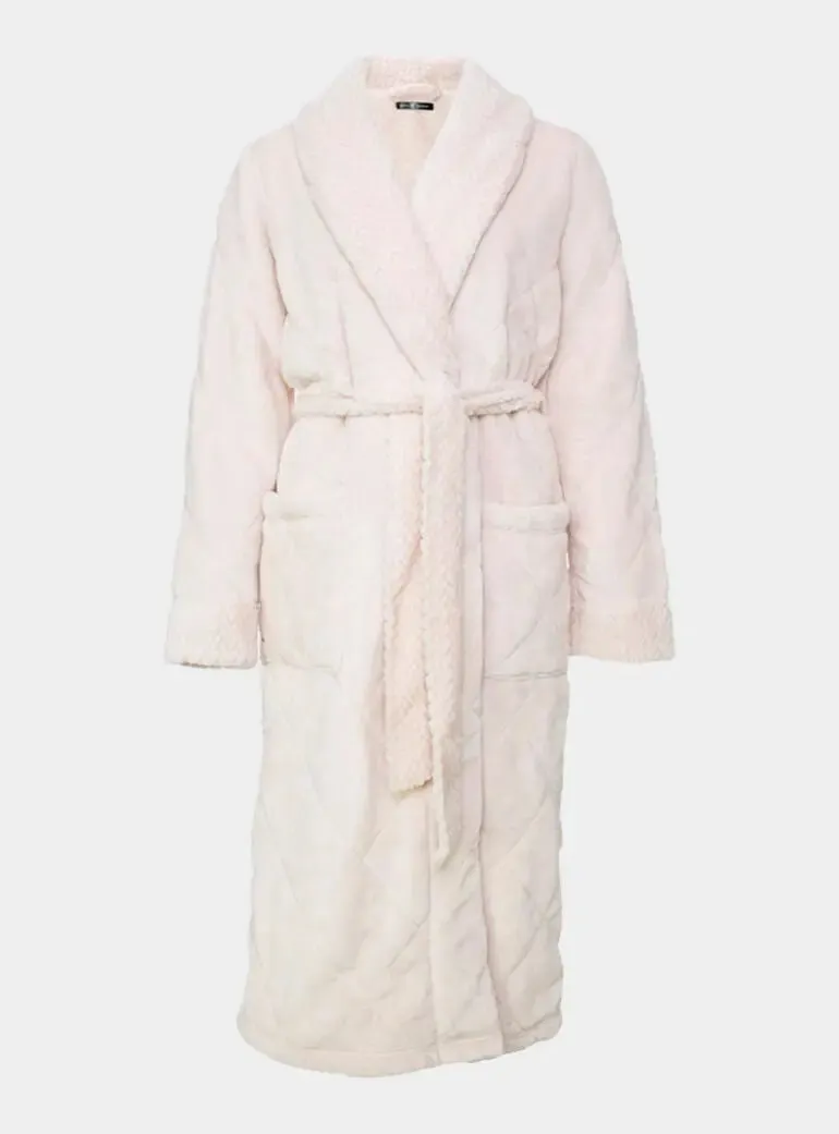 Quilted Velour Robe in Powder Puff