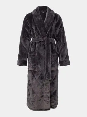 Quilted Velour Robe in Raven