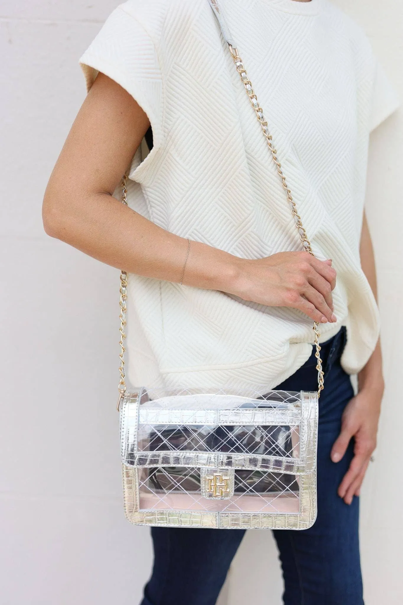 Quinn Quilted Clear Bag SILVER