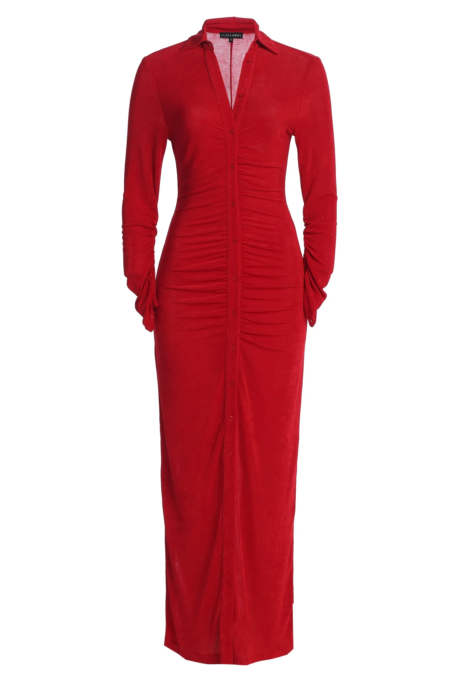 Red Zahra Button Front Maxi Dress