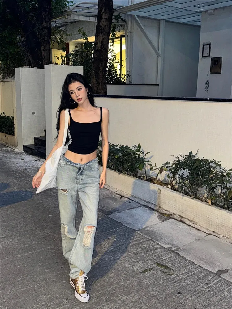 Ripped Hole Boyfriend Vintage Jeans