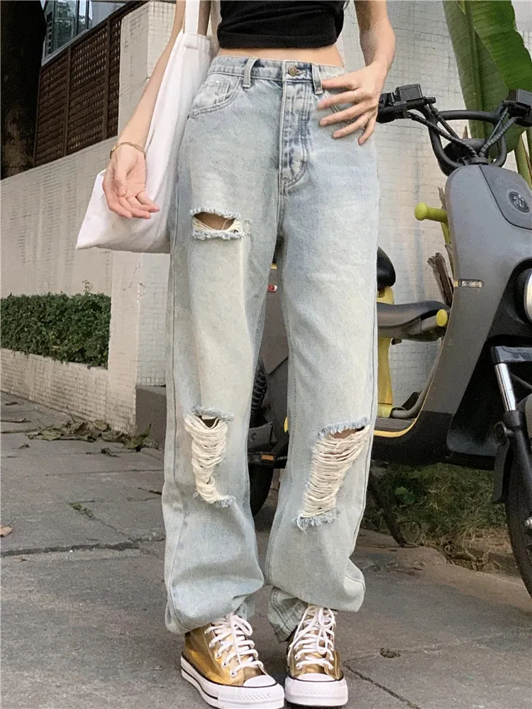 Ripped Hole Boyfriend Vintage Jeans