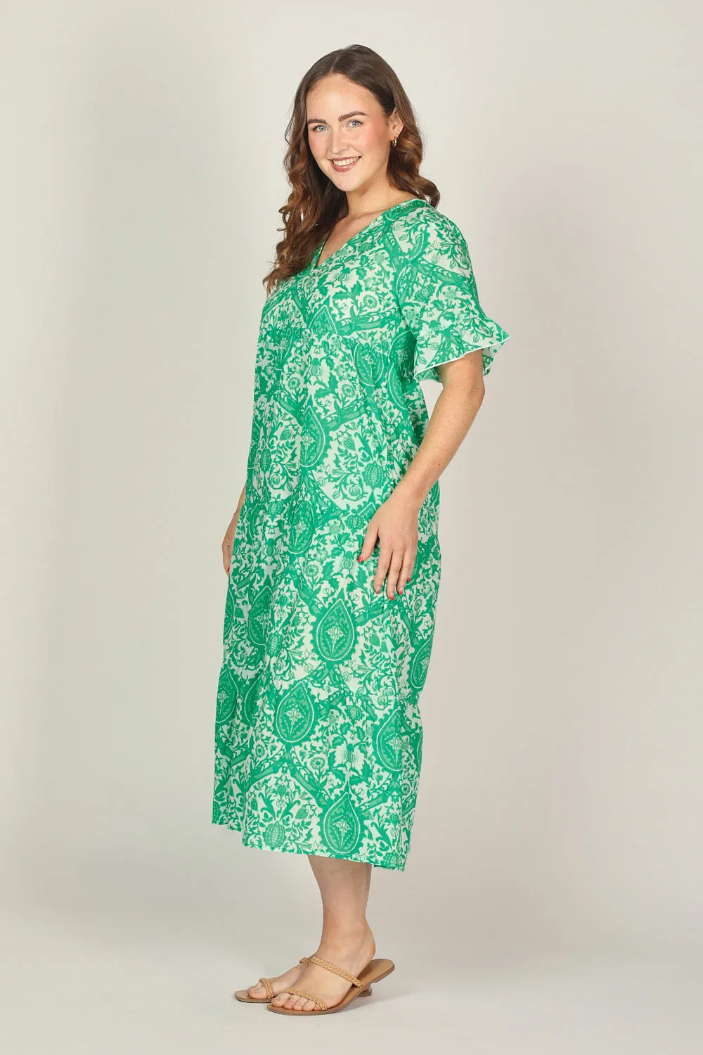 Sabrina Maxi Dress in Green Danube