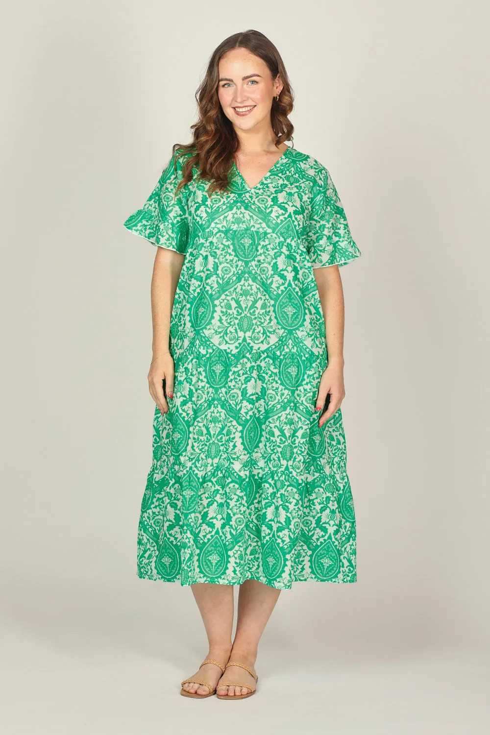 Sabrina Maxi Dress in Green Danube