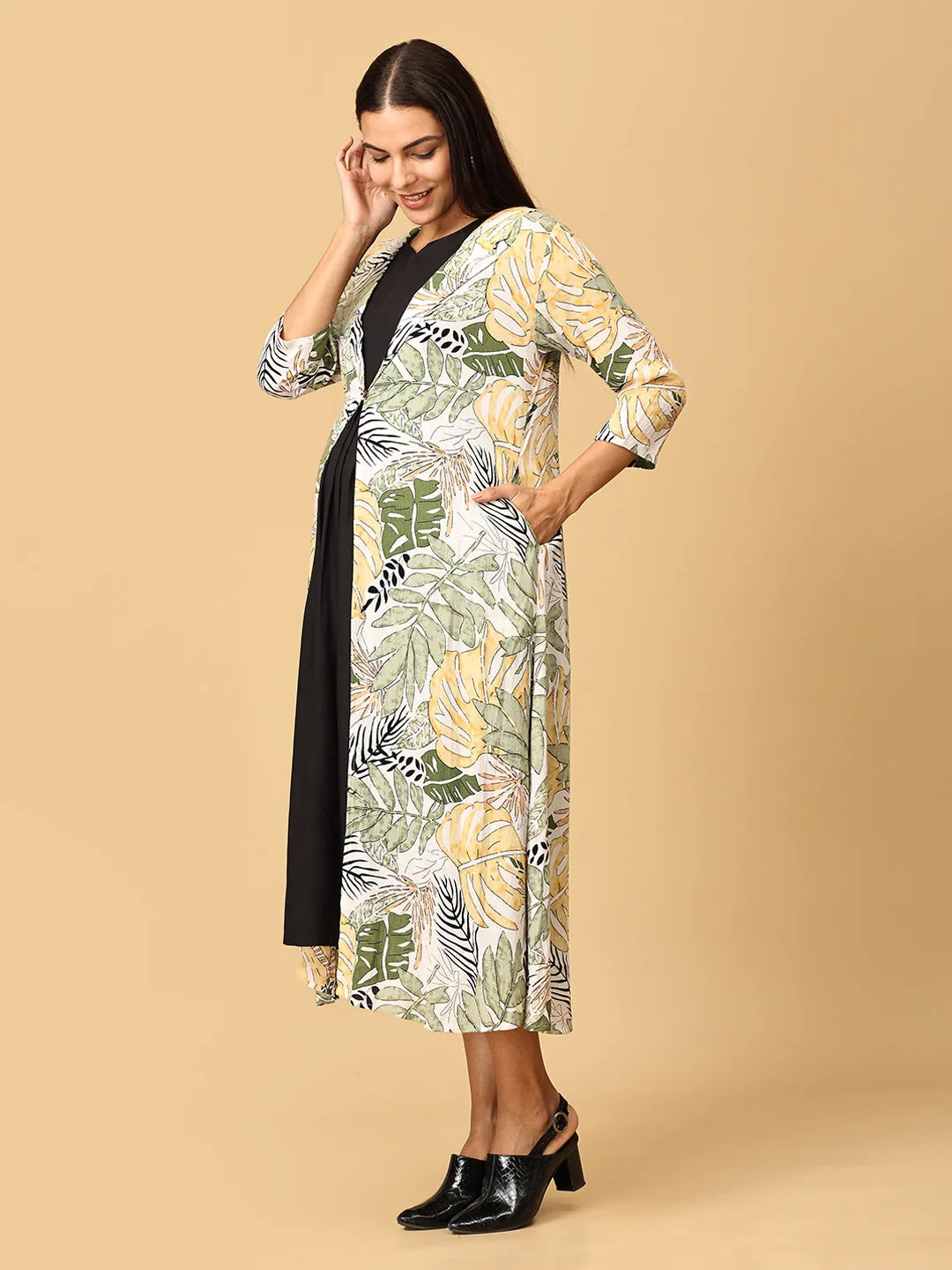 Sage Serenity Maternity and Nursing Shacket Dress Set