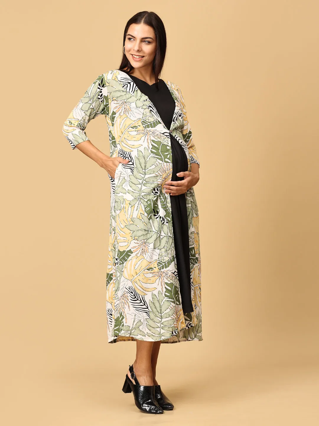 Sage Serenity Maternity and Nursing Shacket Dress Set