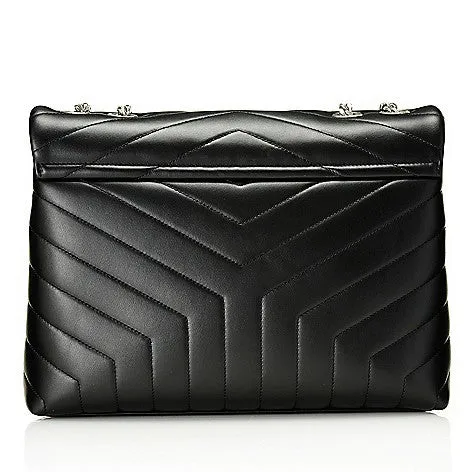 Saint Laurent "Loulou" Quilted Leather Medium Chain Bag - Black/Silver