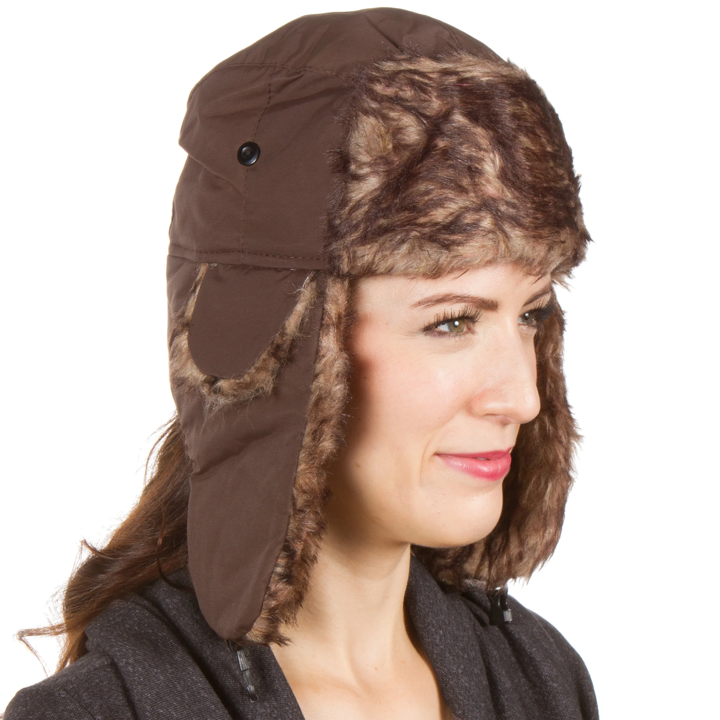 Sakkas Jamie Unisex Faux Fur Nylon Trooper Hat