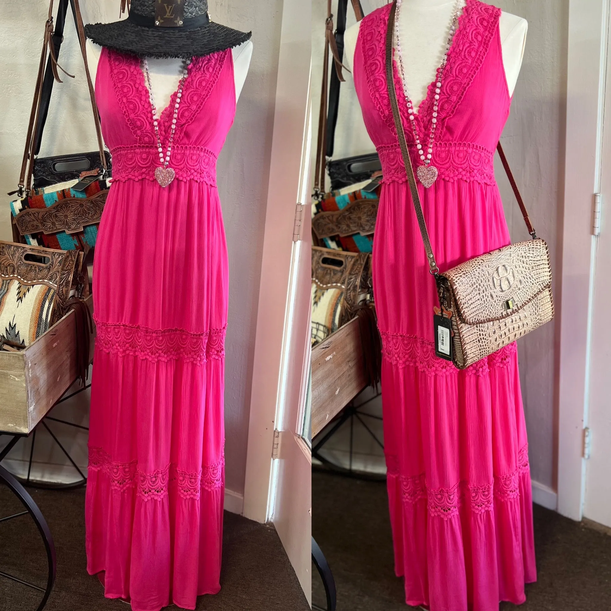 Savannah Crochet Accent Maxi Dress