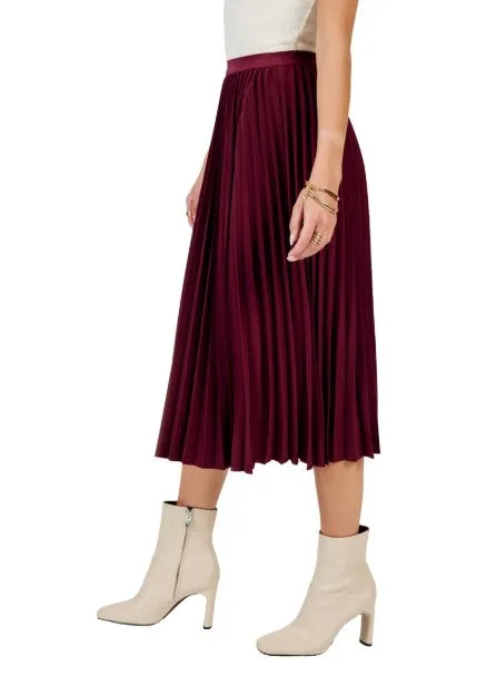 Silent Streets Pleated Midi Skirt, Wine