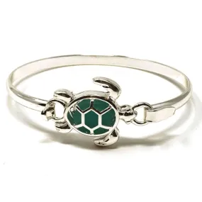 Silver & Sea Glass Turtle Bangle Hook Bracelet