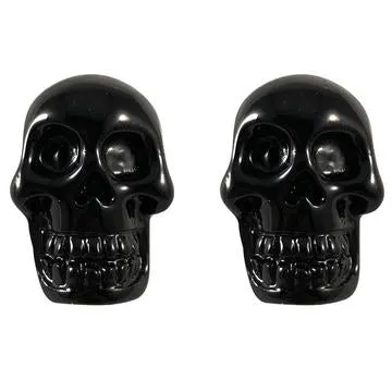 Skull Post Earrings - Black