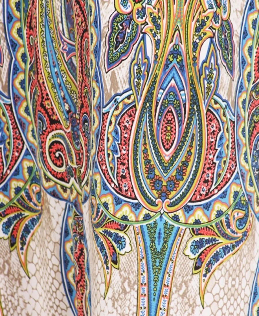 Sleeveless Paris Maxi Dress Sleeveless Paisley Ivory Blue