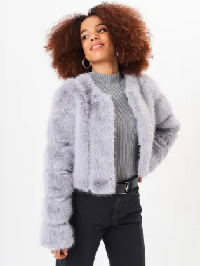 Sliver Panel Faux Fur Crop Jacket