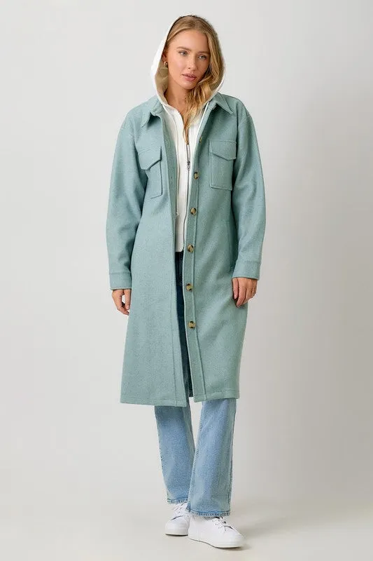 Soft Blue Twofer Hoodie Coat