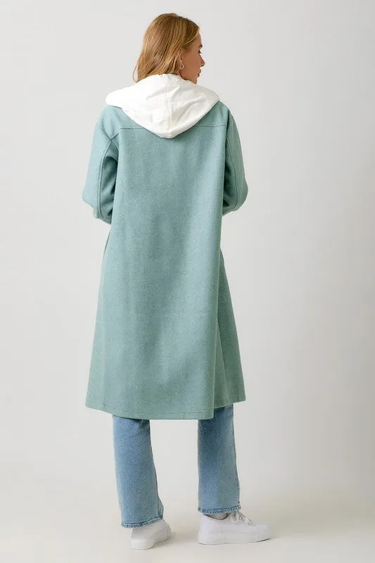 Soft Blue Twofer Hoodie Coat