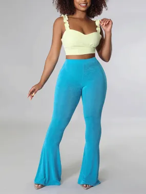 Solid High Waist Flare Pants