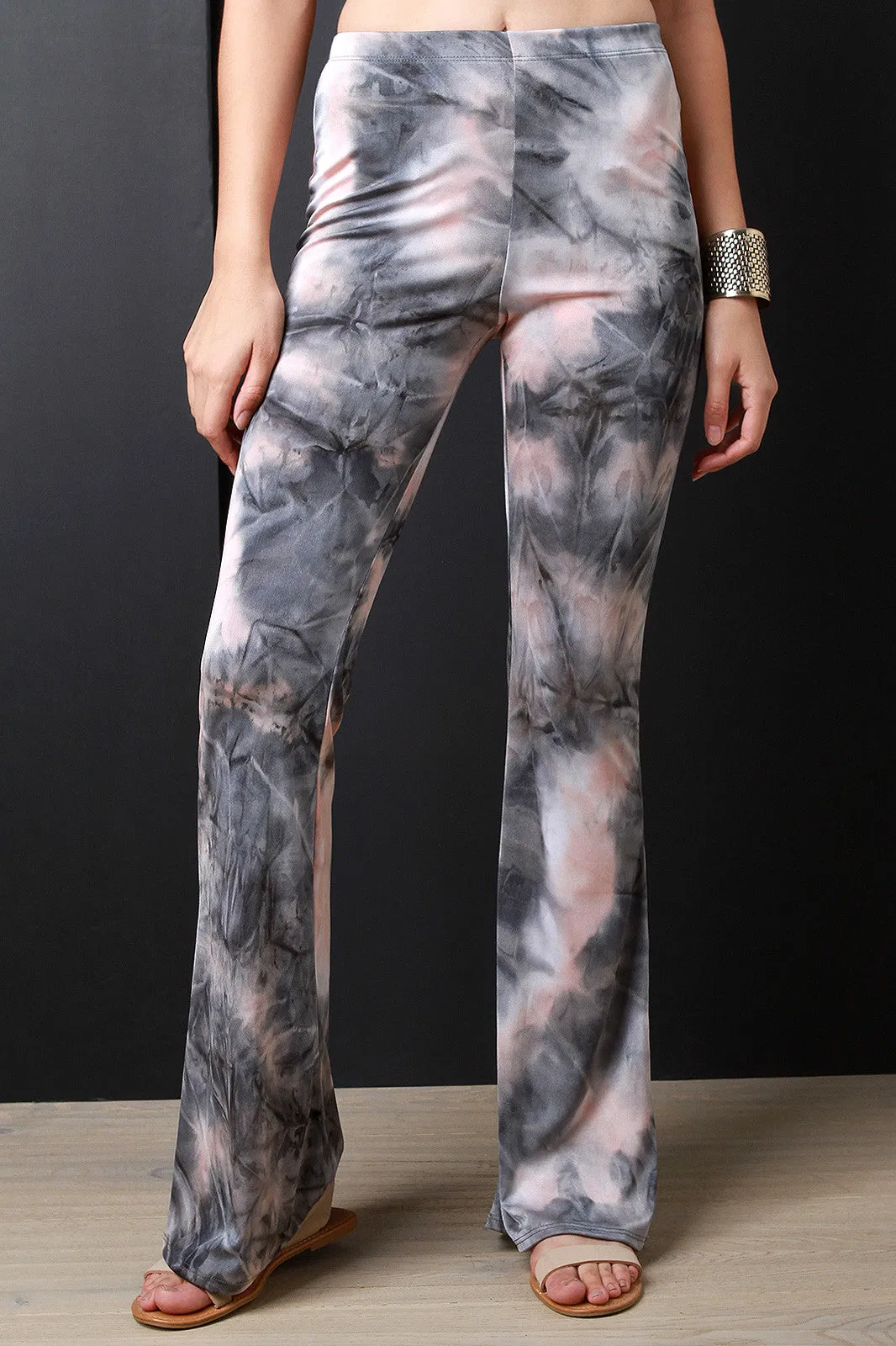 Splashed Tie Dye Flare Cut Pants