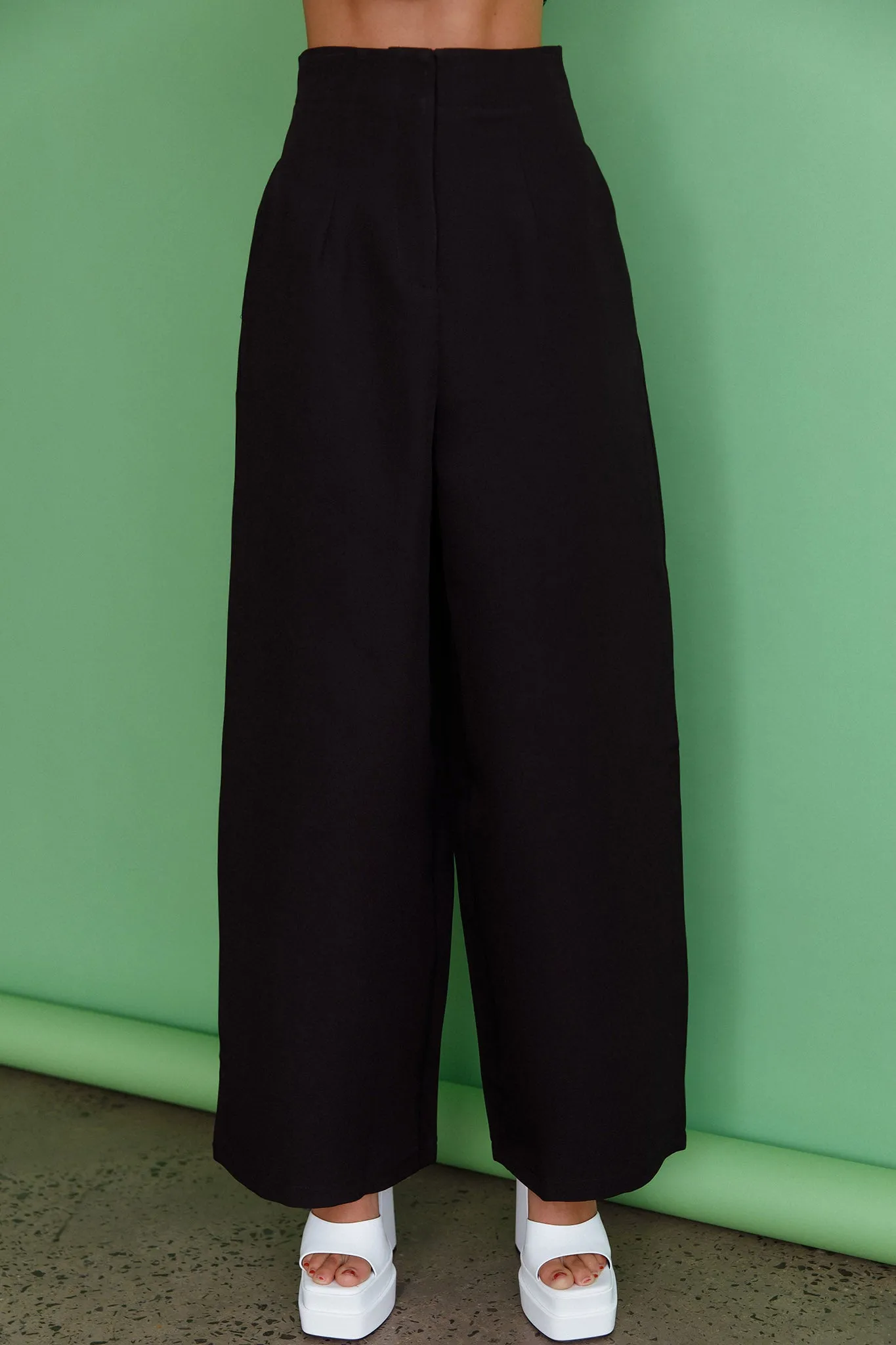 Starke High Waist Wide Leg Pants Black