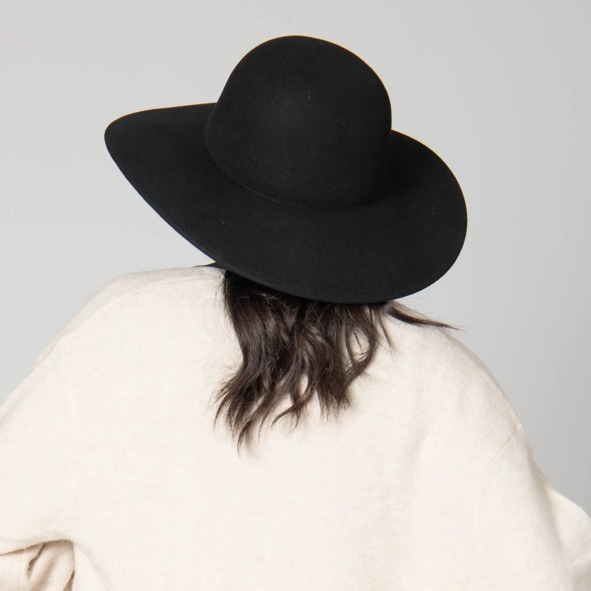 Stella - Wool Felt Floppy Hat with Eleongated Chin Ties (WFH8255)