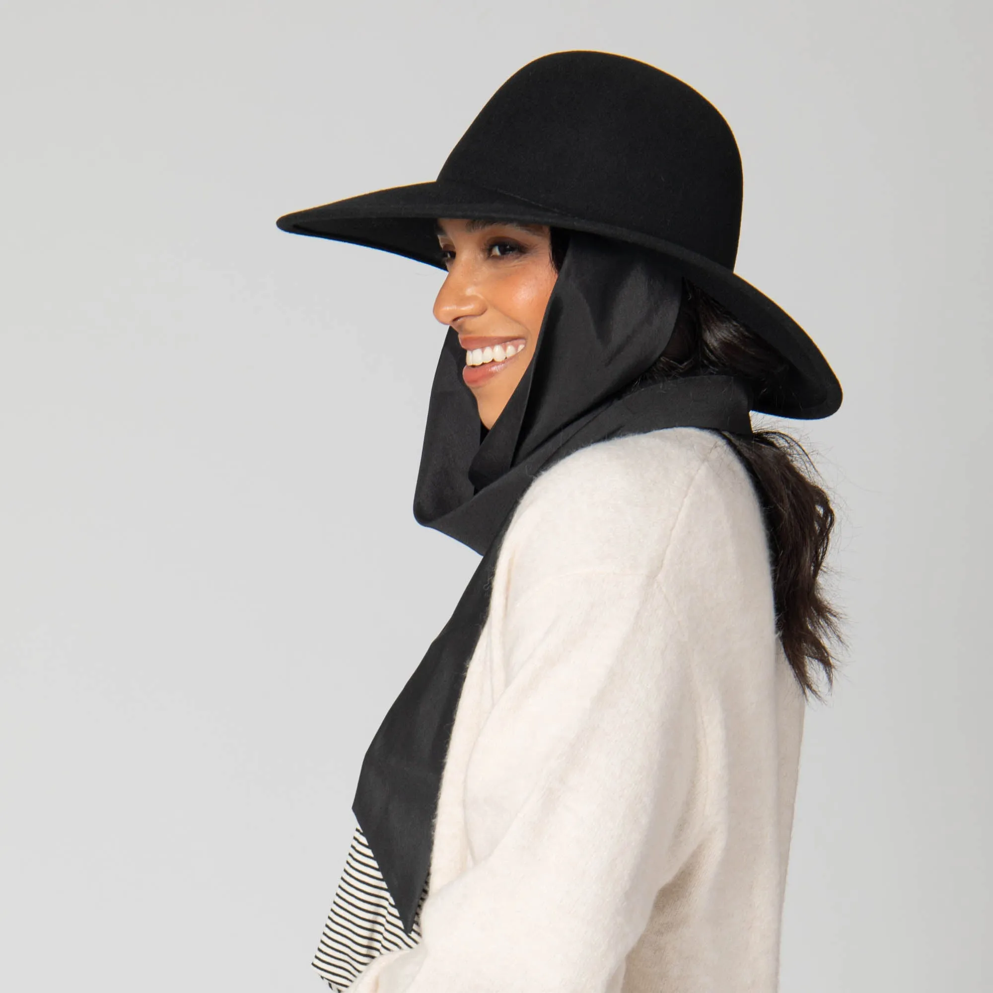 Stella - Wool Felt Floppy Hat with Eleongated Chin Ties (WFH8255)