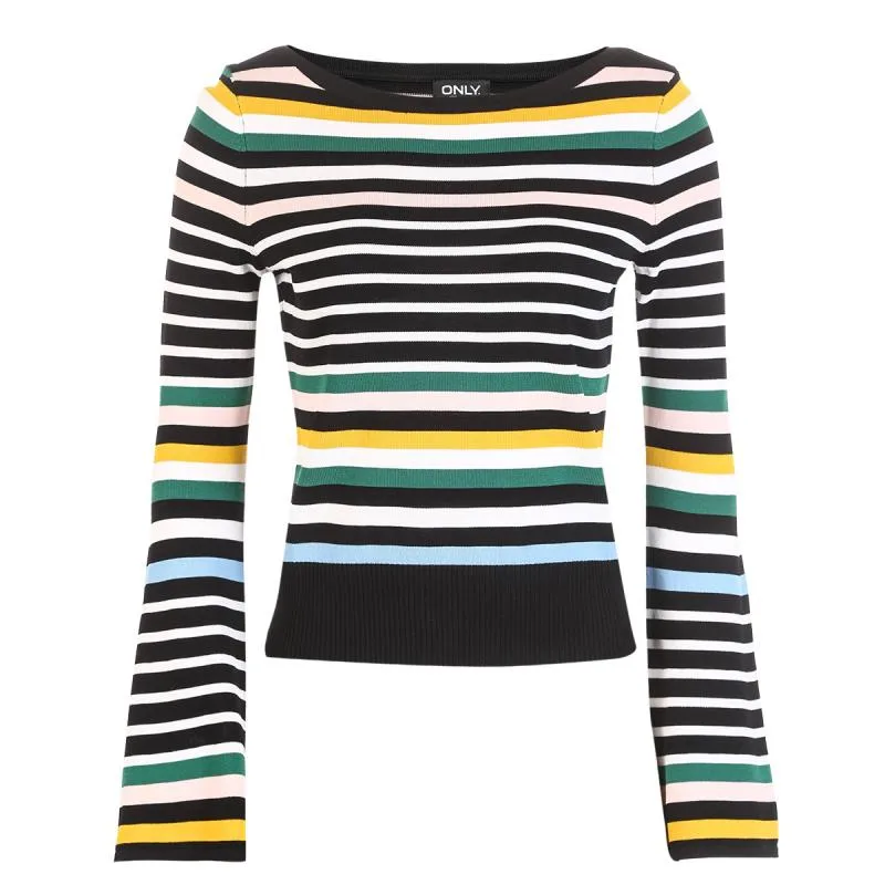 Striped Trumpet Sleeves Sweater