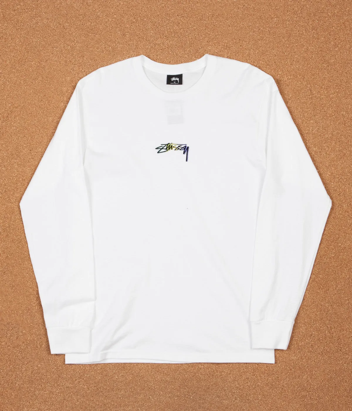 Stussy Smooth Stock Embroidered Long Sleeve T-Shirt - White