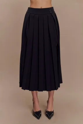 Sunny Pleated Midi Skirt - Black