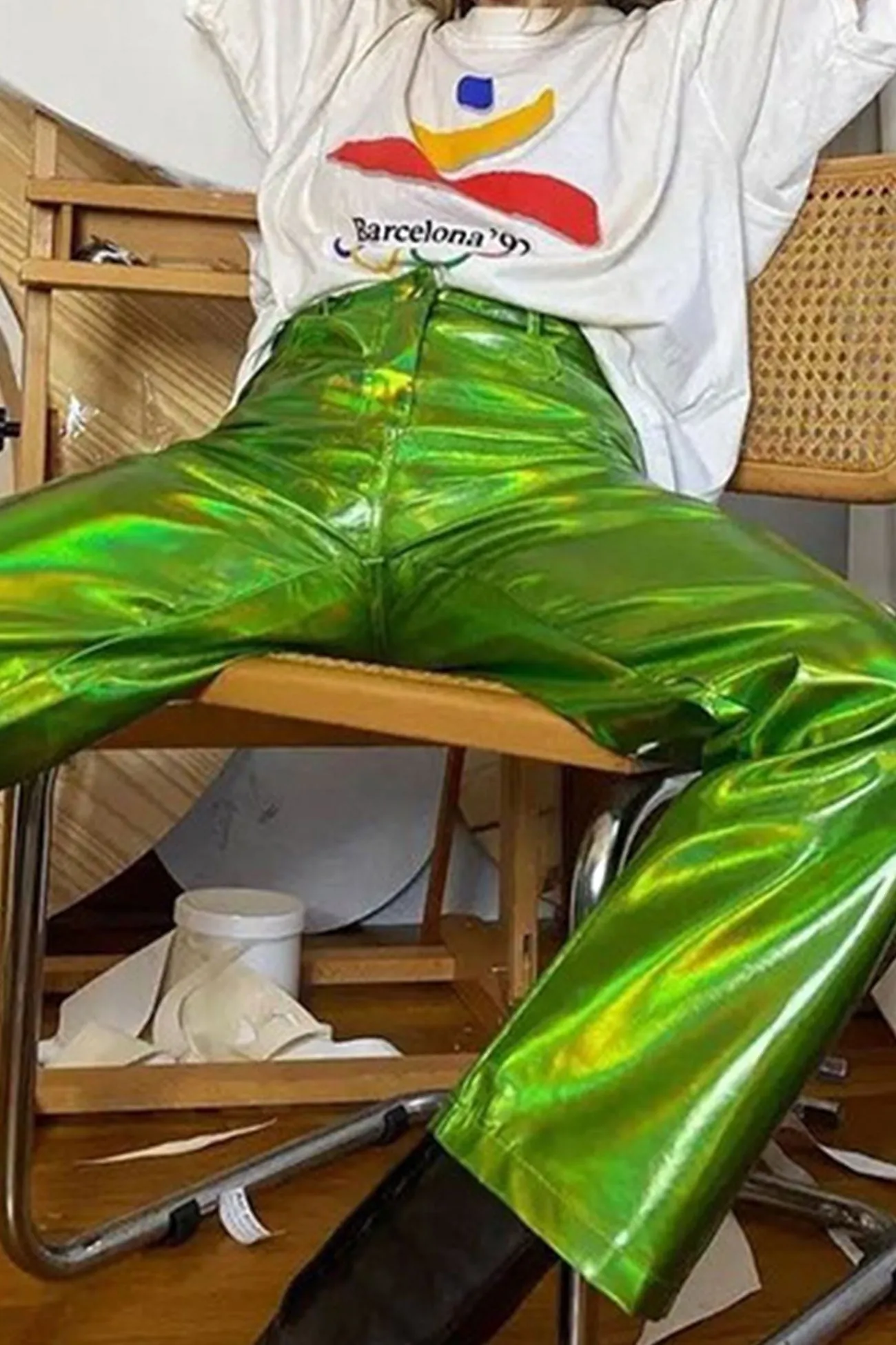 TastyHottie - High Waist Glossy PU Leather Long Pants