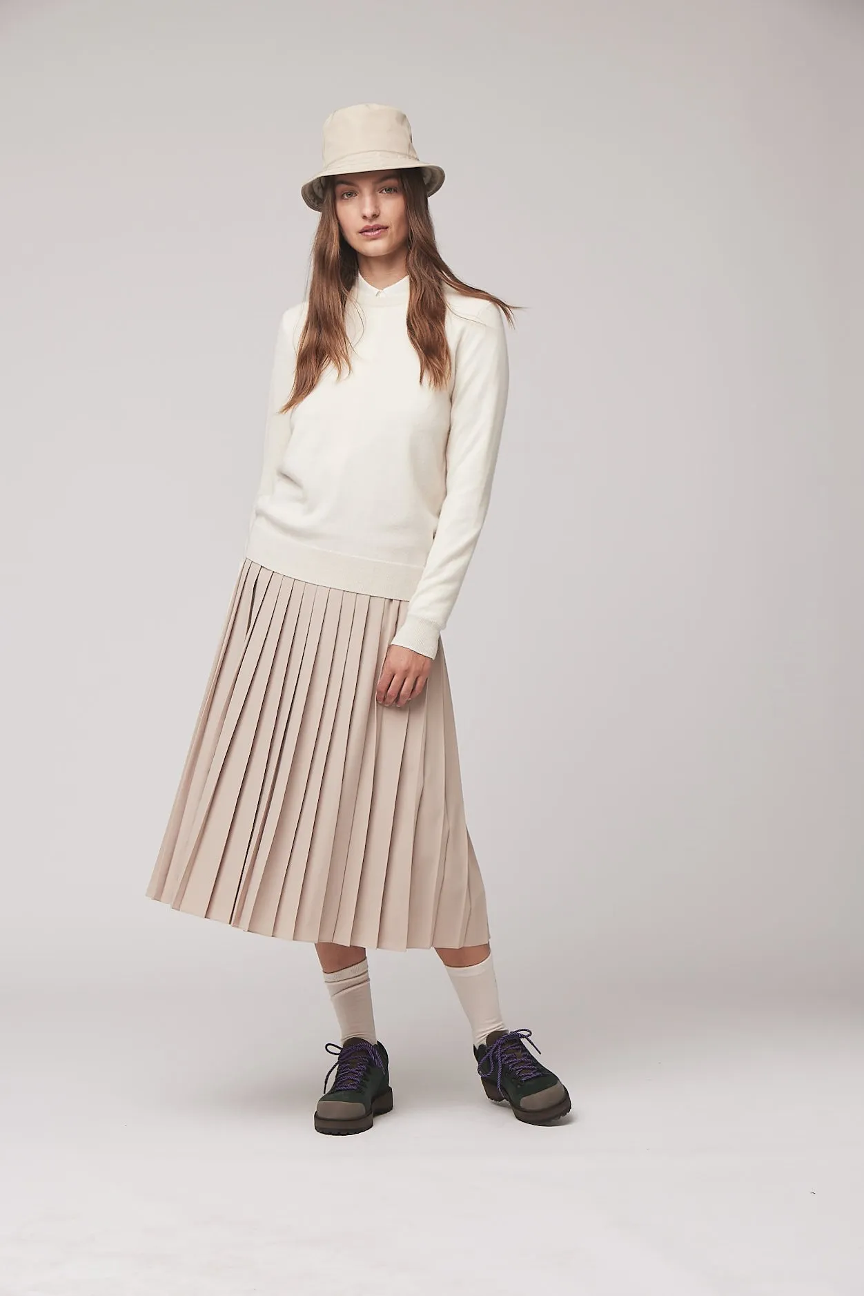 Tech Slk Pleated Midi Skirt