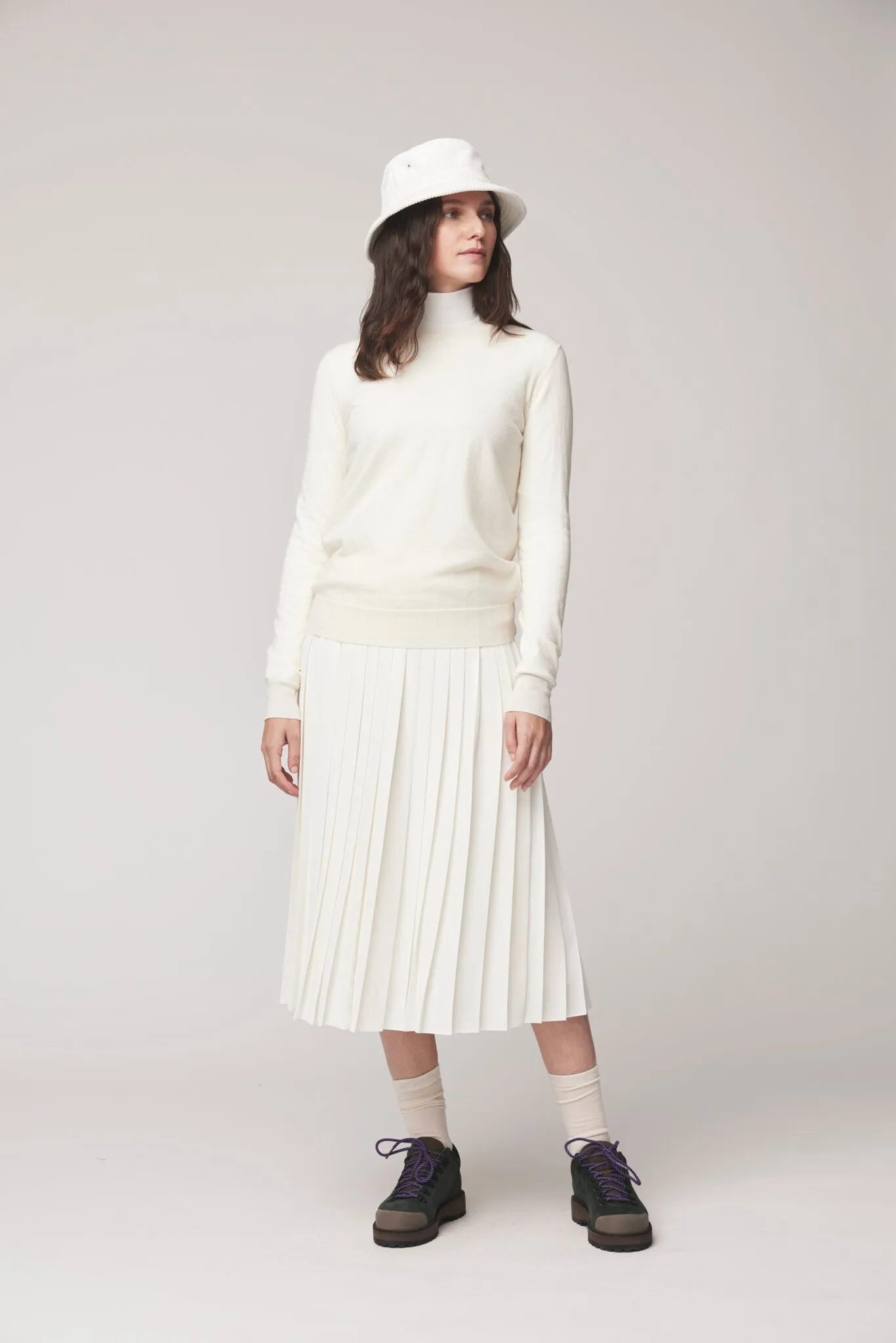 Tech Slk Pleated Midi Skirt