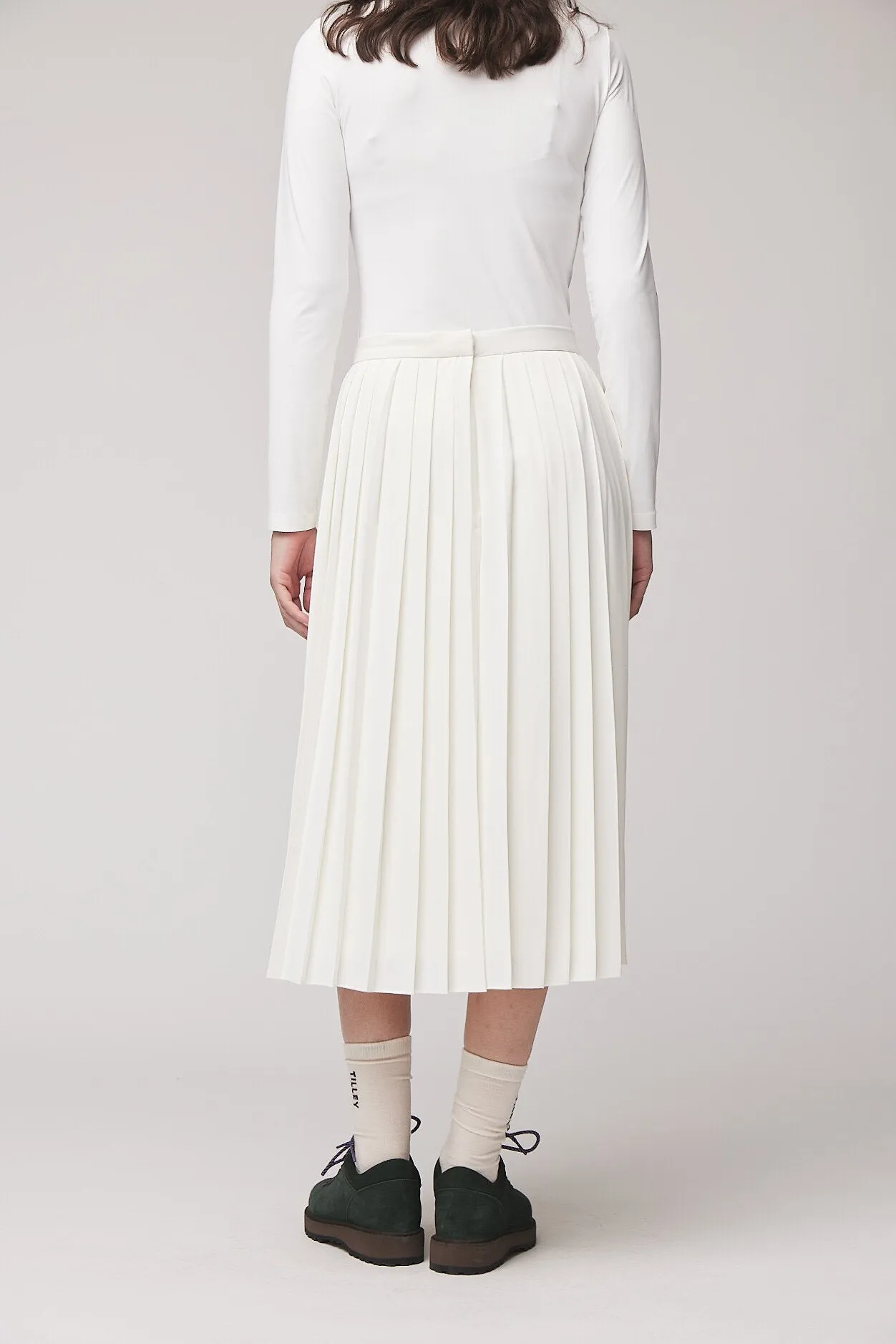 Tech Slk Pleated Midi Skirt