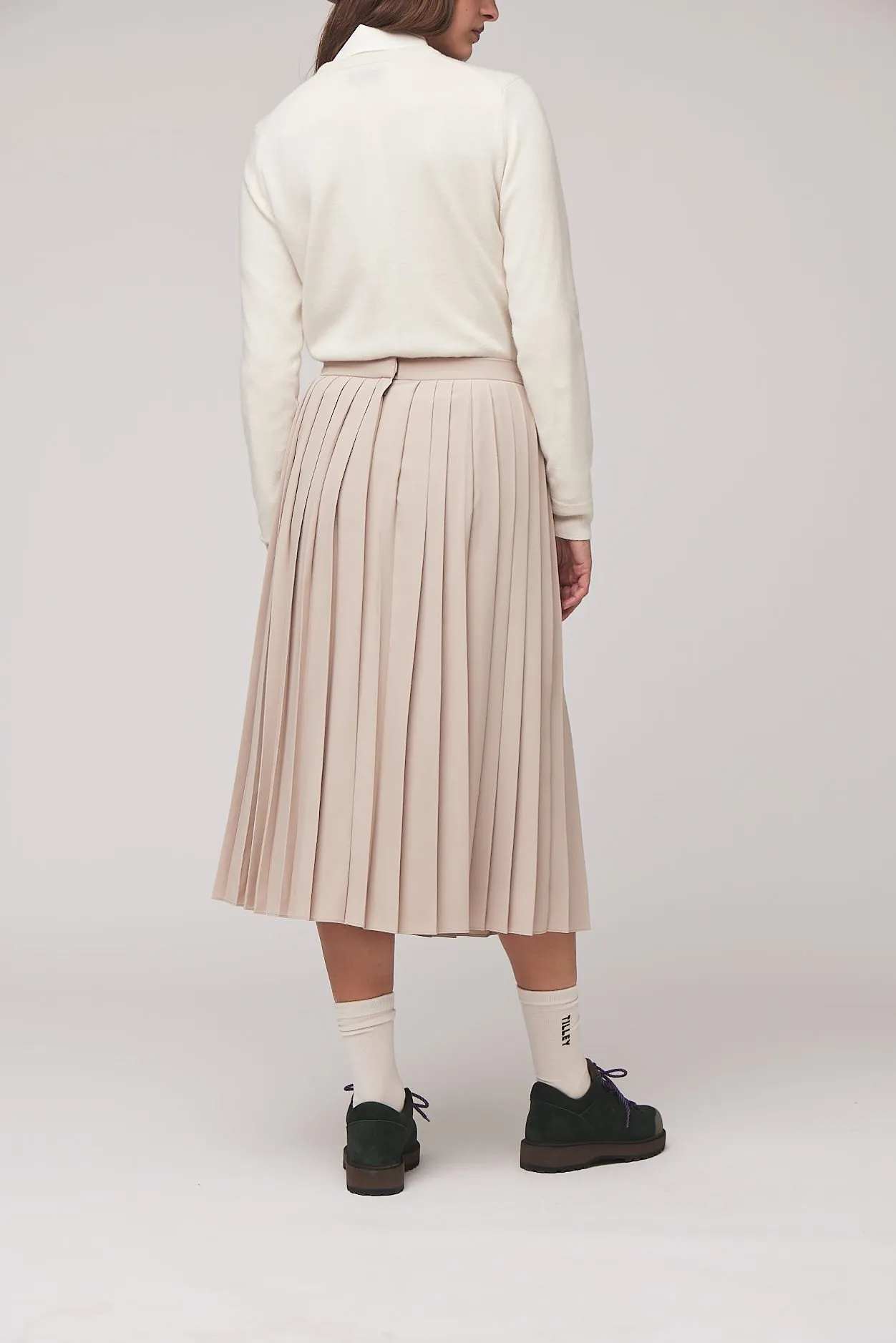 Tech Slk Pleated Midi Skirt